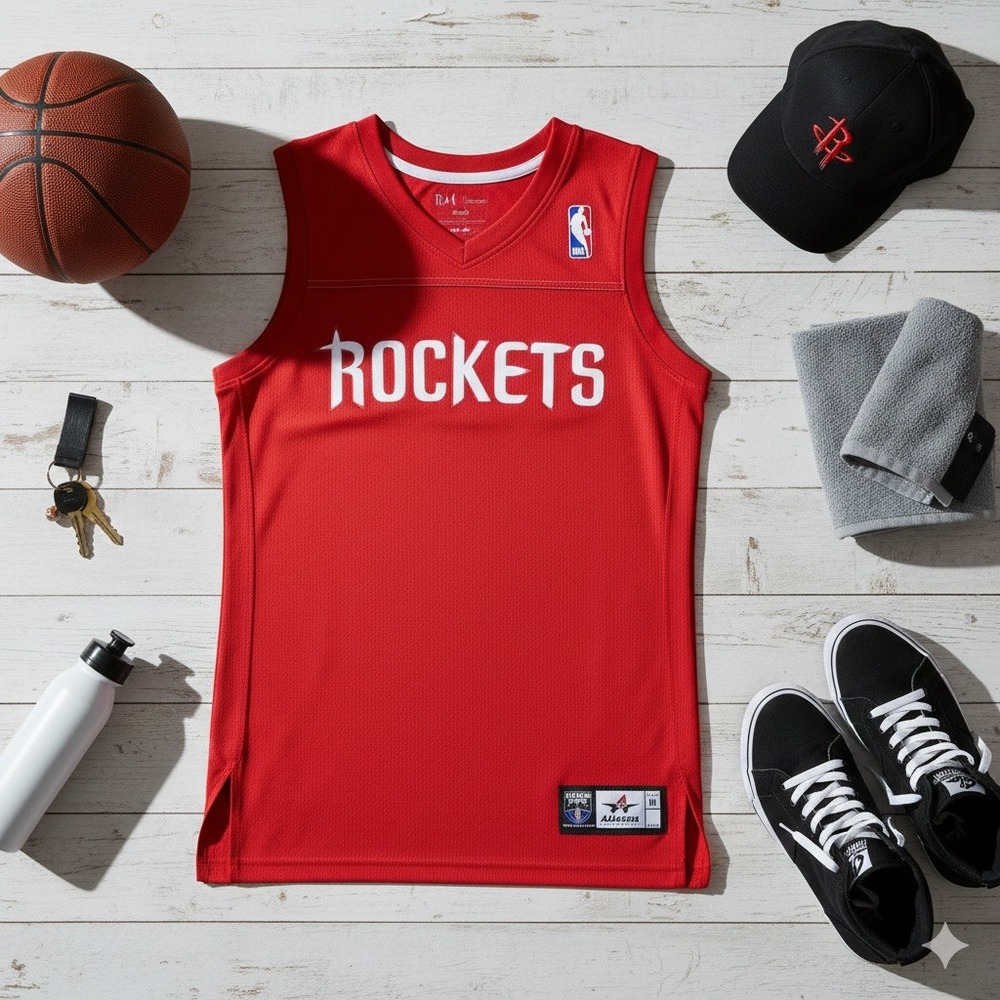 Youth Medium NBA Houston Rockets Red Athletic‎ Jersey "The YMCA" Number 1